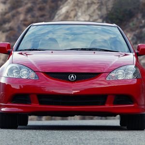 Preview wallpaper acura, rsx, red, front view, style, cars, nature, asphalt