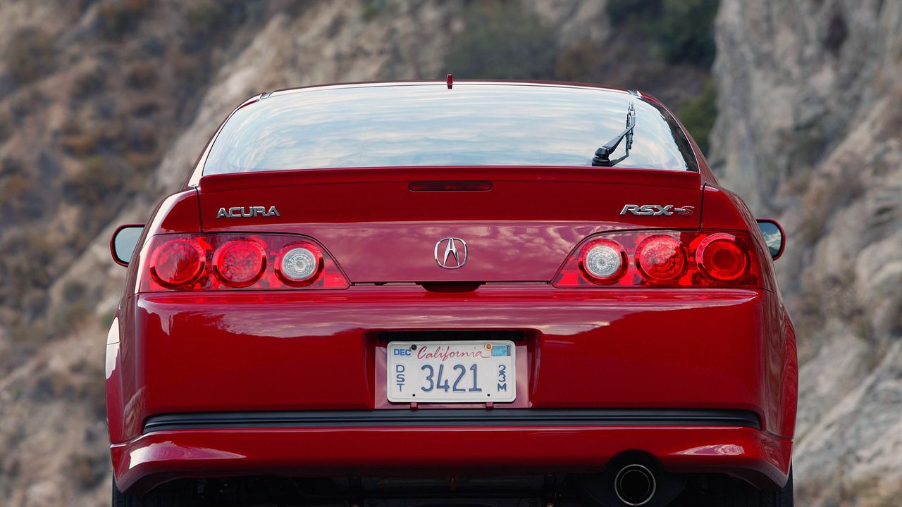 Wallpaper acura, rsx, red, rear view, style, cars, nature, asphalt