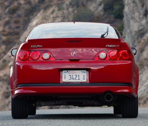 Preview wallpaper acura, rsx, red, rear view, style, cars, nature, asphalt