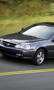 Preview wallpaper acura, tl, 2002, blue, side view, style, cars, speed, nature, trees, asphalt