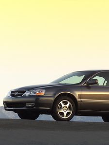 Preview wallpaper acura, tl, 2002, brown, side view, style, cars, asphalt, mountains