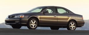 Preview wallpaper acura, tl, 2002, brown, side view, style, cars, asphalt, mountains