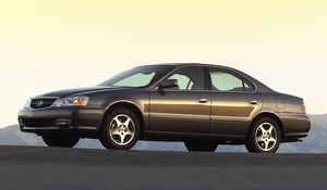 Preview wallpaper acura, tl, 2002, brown, side view, style, cars, asphalt, mountains