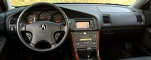 Preview wallpaper acura, tl, 2002, salon, interior, steering wheel, speedometer, grass