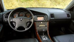 Preview wallpaper acura, tl, 2002, salon, interior, steering wheel, speedometer, grass