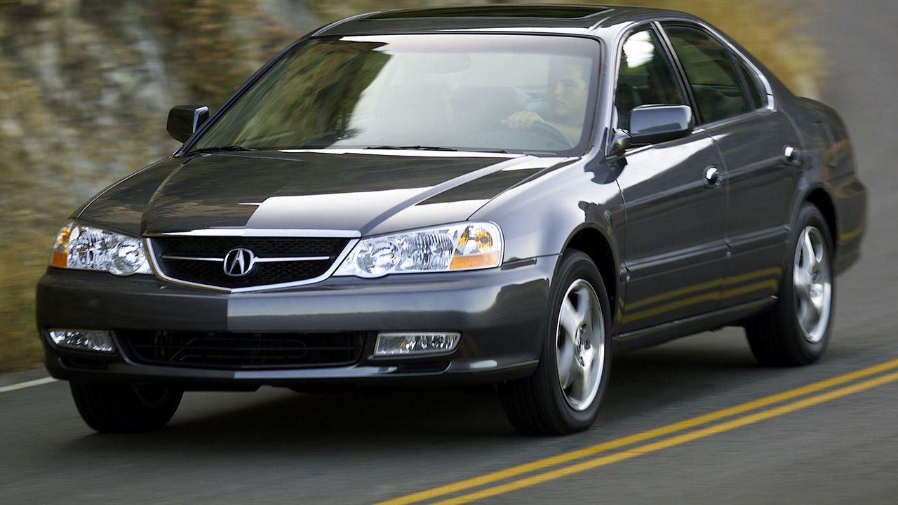 Wallpaper acura, tl, 2002, blue, front view, style, cars, mountains, asphalt