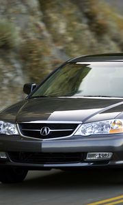 Preview wallpaper acura, tl, 2002, blue, front view, style, cars, mountains, asphalt