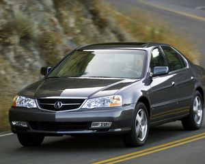 Preview wallpaper acura, tl, 2002, blue, front view, style, cars, mountains, asphalt