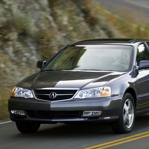 Preview wallpaper acura, tl, 2002, blue, front view, style, cars, mountains, asphalt