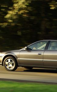 Preview wallpaper acura, tl, 2002, gray, side view, style, cars, speed, grass, trees