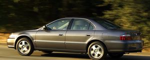 Preview wallpaper acura, tl, 2002, gray, side view, style, cars, speed, grass, trees