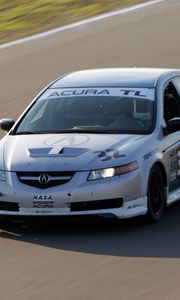 Preview wallpaper acura, tl, 2004, white, front view, style, sports, cars, speed, grass