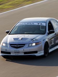 Preview wallpaper acura, tl, 2004, white, front view, style, sports, cars, speed, grass