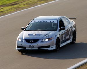 Preview wallpaper acura, tl, 2004, white, front view, style, sports, cars, speed, grass