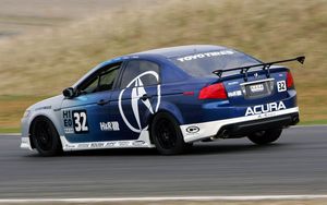 Preview wallpaper acura, tl, 2004, blue, side view, style, sports, cars, speed, nature, asphalt