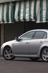 Preview wallpaper acura, tl, 2004, silver metallic, side view, style, cars, street, asphalt