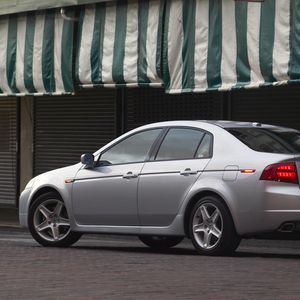 Preview wallpaper acura, tl, 2004, silver metallic, side view, style, cars, street, asphalt