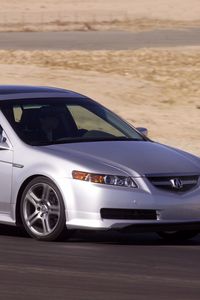 Preview wallpaper acura, tl, 2004, silver metallic, side view, style, cars, speed, sand