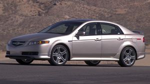 Preview wallpaper acura, tl, 2004, silver metallic, side view, style, cars, mountains, asphalt