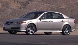 Preview wallpaper acura, tl, 2004, silver metallic, side view, style, cars, mountains, asphalt