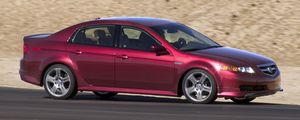 Preview wallpaper acura, tl, 2004, magenta metallic, side view, style, cars, speed, asphalt