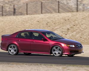 Preview wallpaper acura, tl, 2004, magenta metallic, side view, style, cars, speed, asphalt