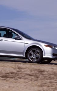 Preview wallpaper acura, tl, 2004, silver metallic, side view, style, cars, speed, nature