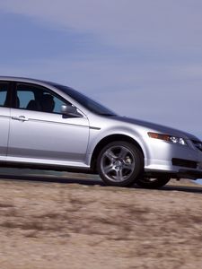 Preview wallpaper acura, tl, 2004, silver metallic, side view, style, cars, speed, nature