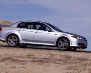 Preview wallpaper acura, tl, 2004, silver metallic, side view, style, cars, speed, nature