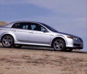 Preview wallpaper acura, tl, 2004, silver metallic, side view, style, cars, speed, nature