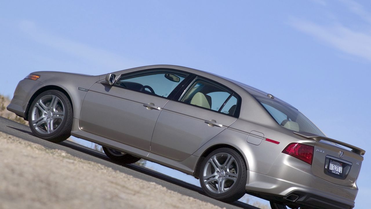 Wallpaper acura, tl, 2004, metallic gray, side view, style, cars, sky, asphalt