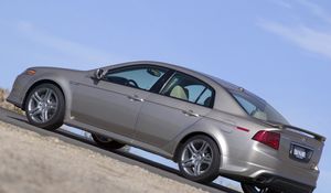 Preview wallpaper acura, tl, 2004, metallic gray, side view, style, cars, sky, asphalt