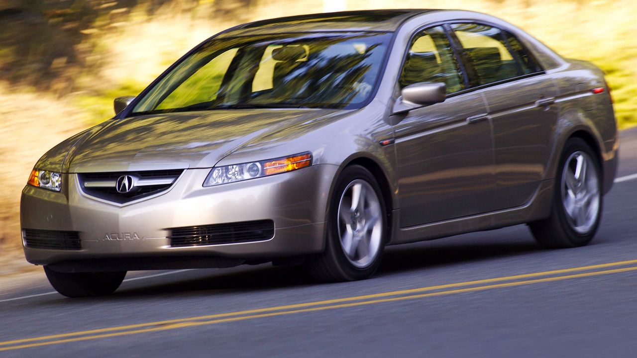 Wallpaper acura, tl, 2004, metallic gray, side view, style, cars, speed, nature