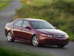 Preview wallpaper acura, tl, 2004, red, side view, style, cars, nature, speed, grass