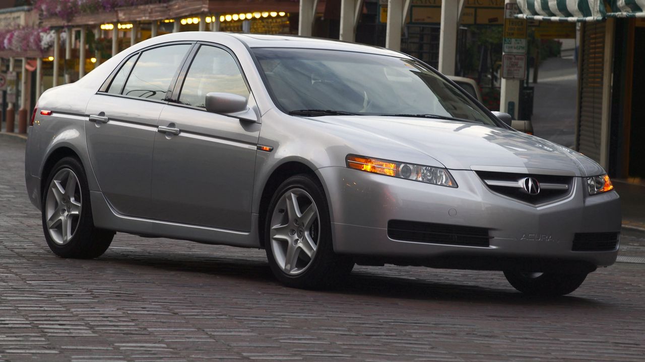 Wallpaper acura, tl, 2004, metallic gray, side view, style, cars, street, building