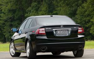 Preview wallpaper acura, tl, 2007, black, rear view, style, cars, trees, grass, asphalt