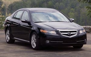 Preview wallpaper acura, tl, 2007, black, front view, style, cars, nature, trees