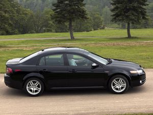 Preview wallpaper acura, tl, 2007, black, side view, style, cars, nature, grass, trees, asphalt