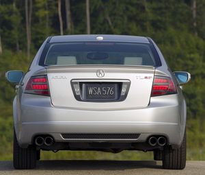 Preview wallpaper acura, tl, 2007, metallic silver, rear view, style, cars, trees