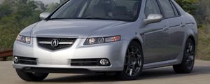 Preview wallpaper acura, tl, 2007, silver metallic, front view, style, cars, nature, trees, sky, asphalt