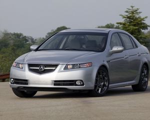 Preview wallpaper acura, tl, 2007, silver metallic, front view, style, cars, nature, trees, sky, asphalt