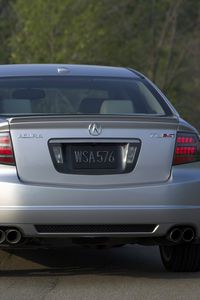 Preview wallpaper acura, tl, 2007, metallic silver, rear view, style, cars, trees, asphalt