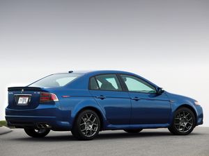 Preview wallpaper acura, tl, 2007, blue, side view, style, cars, sky, asphalt