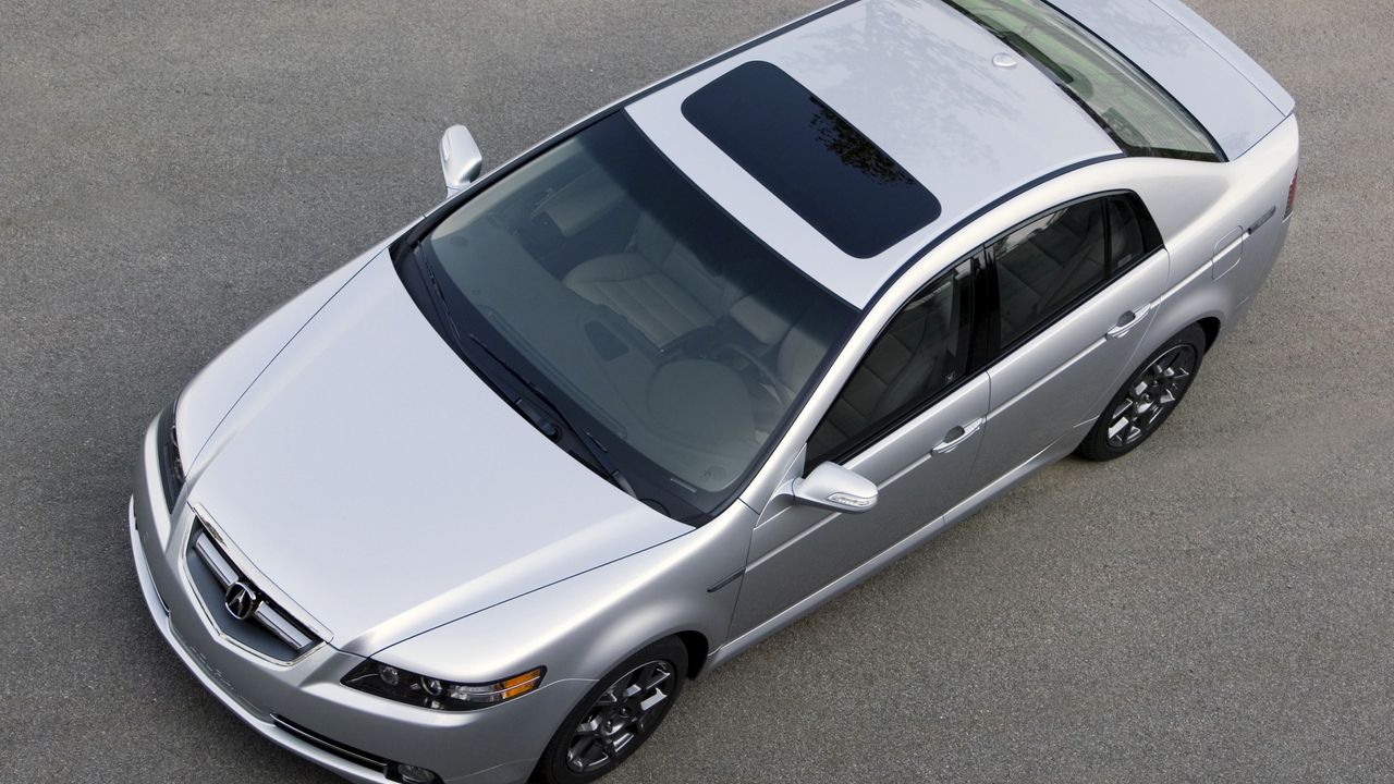 Wallpaper acura, tl, 2007, metallic silver, top view, style, cars, asphalt