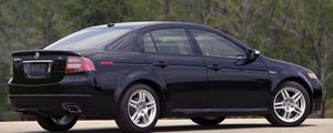 Preview wallpaper acura, tl, 2007, black, side view, style, cars, nature, trees, asphalt