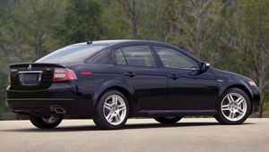 Preview wallpaper acura, tl, 2007, black, side view, style, cars, nature, trees, asphalt