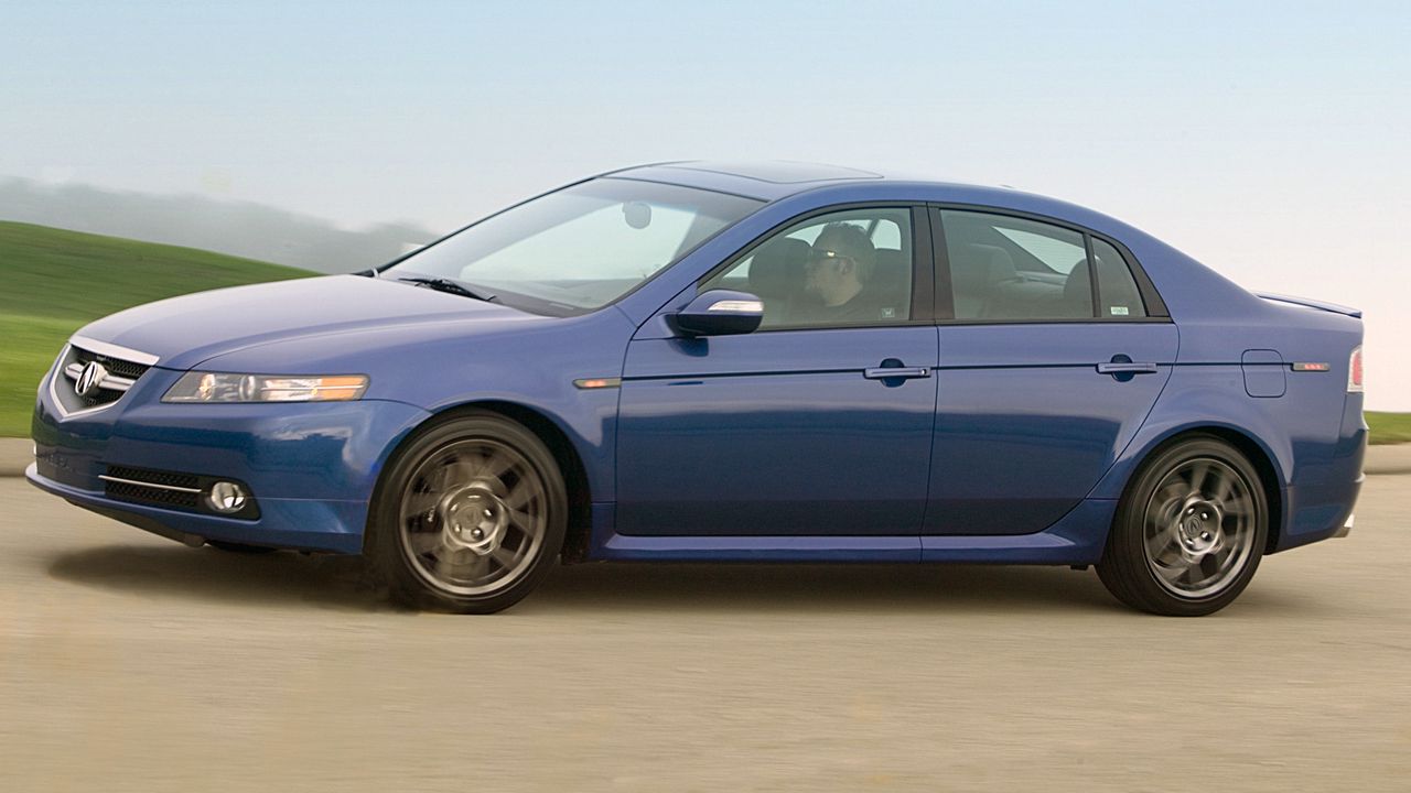 Wallpaper acura, tl, 2007, blue, side view, style, cars, speed, nature