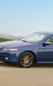 Preview wallpaper acura, tl, 2007, blue, side view, style, cars, speed, nature