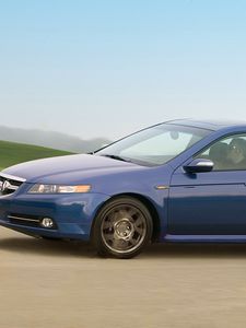 Preview wallpaper acura, tl, 2007, blue, side view, style, cars, speed, nature