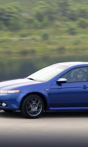 Preview wallpaper acura, tl, 2007, blue side view, style, cars, speed, nature